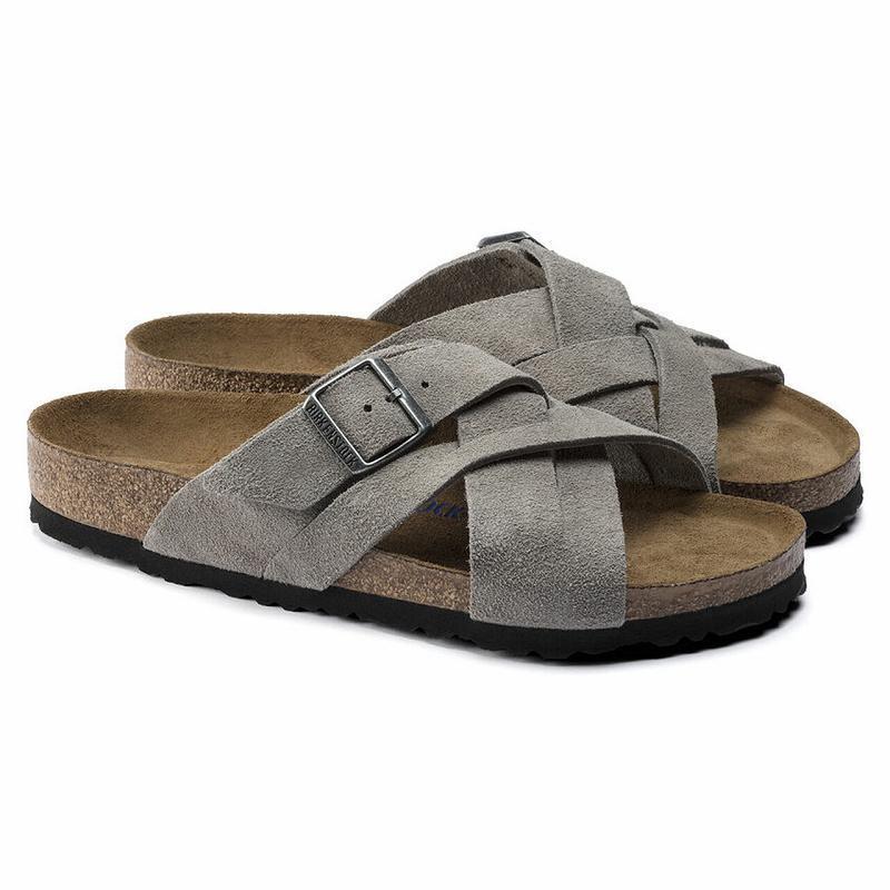 Birkenstock Lugano Soft Footbed Ruskind Sandaler Dame Grå | DK 34TCE